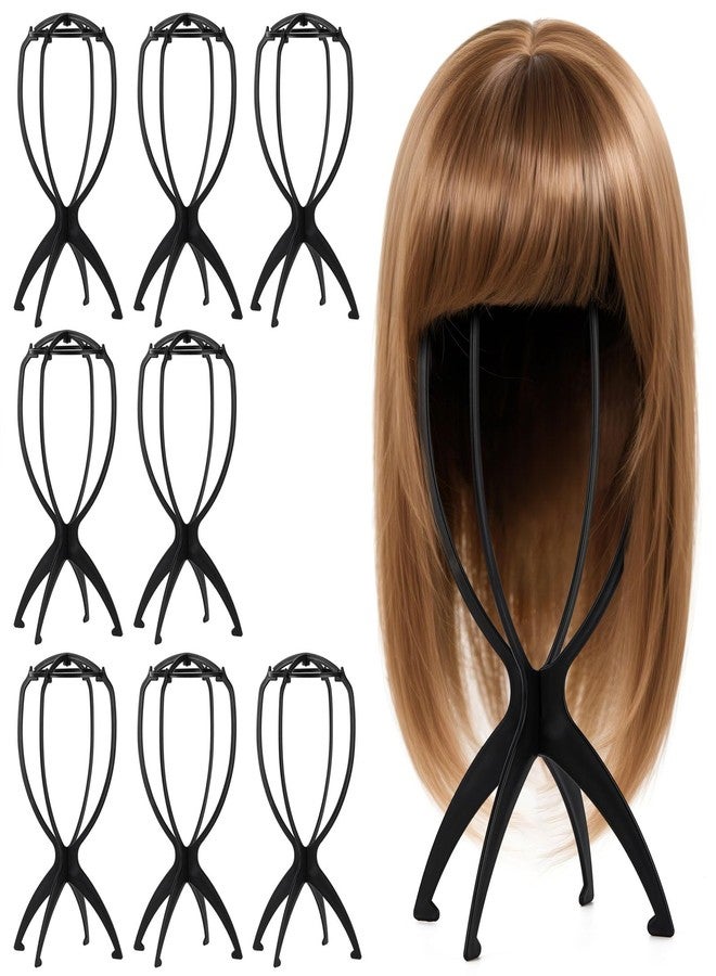 Tecbeauty 9 Pcs Wig Stand, Portable Wig Holder Wig Head Stand for Women Multiple Wigs (Black) - Image 1